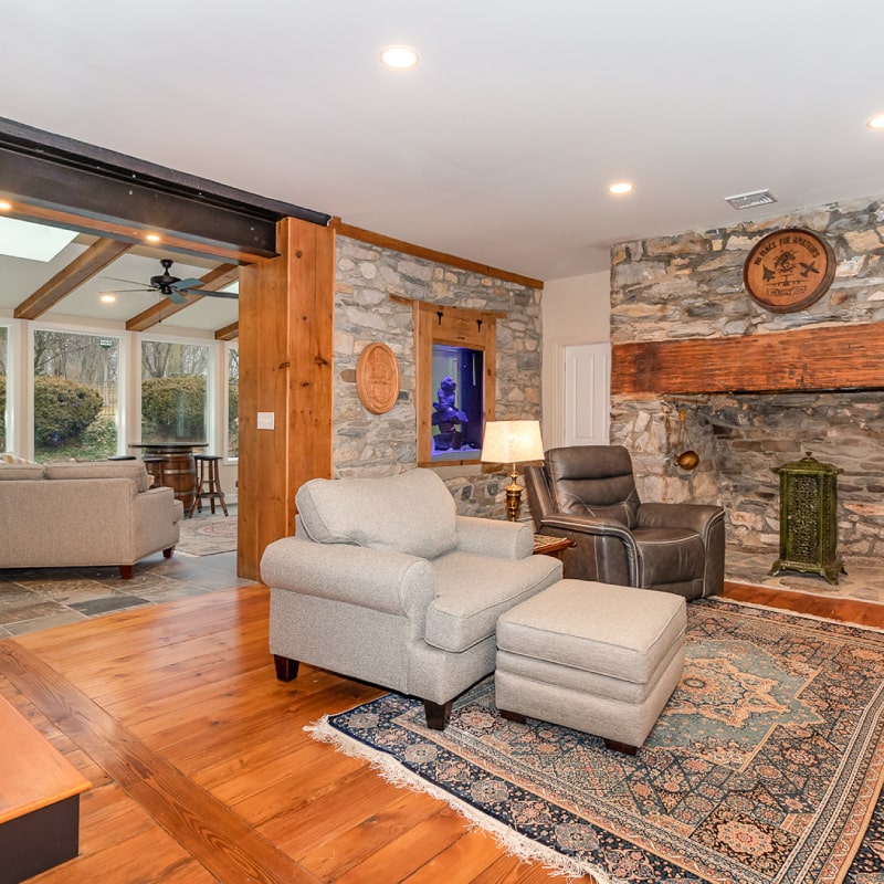 A historic home renovation made of stone completed by Creative Building Concepts.