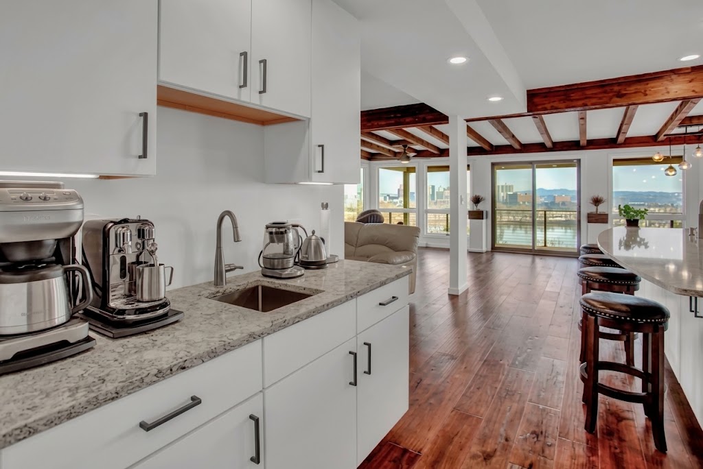 A home remodel with wooden accents completed by Creative Building Concepts. 