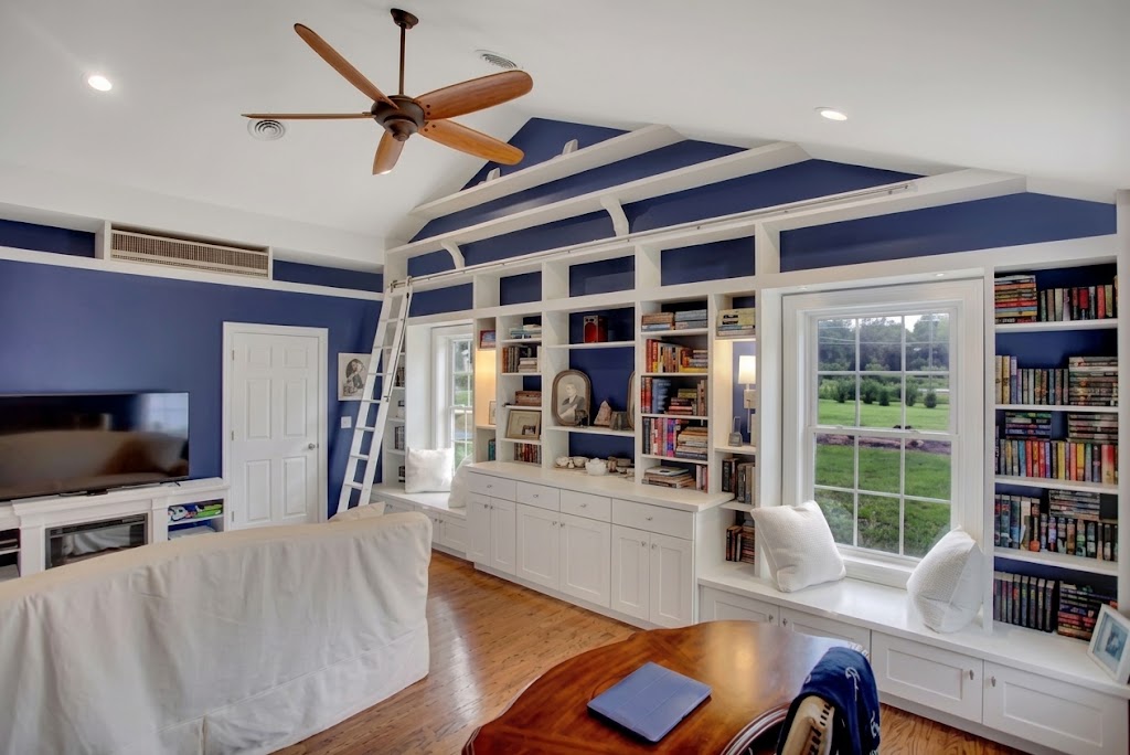A home addition accented in blue done by Creative Building Concepts. 